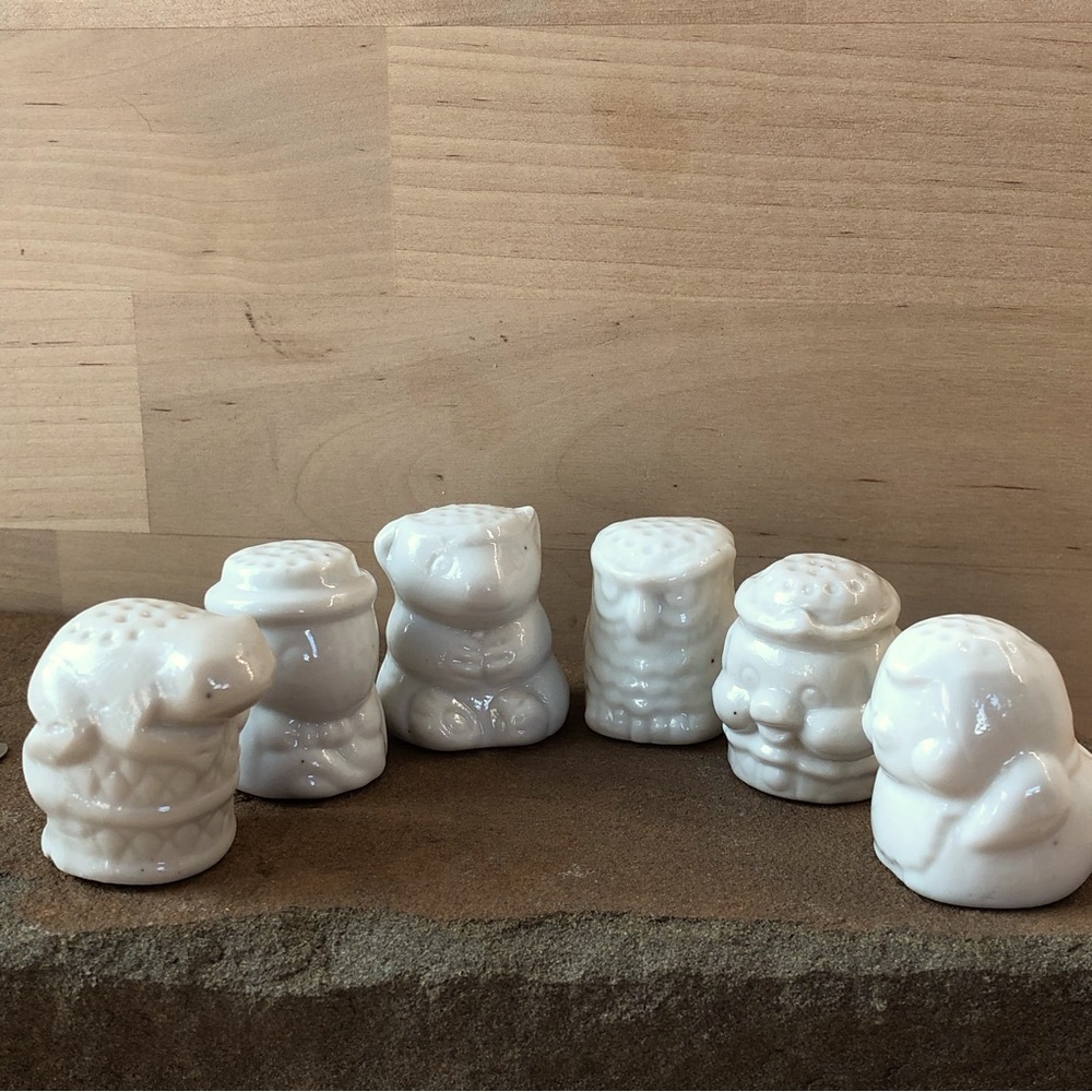 Thimble Lot Porcelain Animal Figurals -Frog, Turtle, Duck, Pig, Bear, Owl